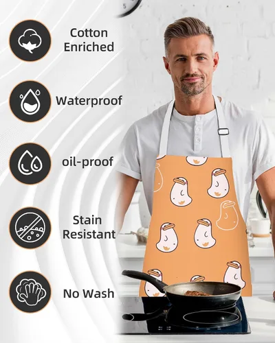 Vista 2 de Delantal de chef unisex con correas ajustables y dos bolsillos para uniforme de trabajo, delantal impermeable