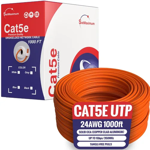 Vista 12 de Cables Direct Online Cat5e Cable sólido de 24 AWG de 500 pies, UTP Cat5, red a granel, alambre de aluminio revestido de cobre (UTP, interior, negro)