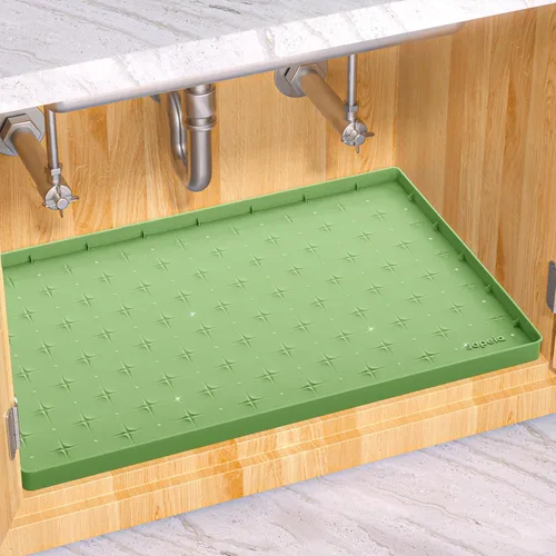 Vista 15 de Sdpeia - Tapete para debajo del fregadero, tapete impermeable de silicona mejorado, para proteger los gabinetes de cocina, organizadores y alacenas