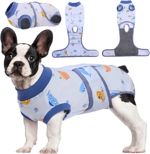 Vista 29 de Kuoser - Traje de recuperación posterior a la cirugía para perros y gatos, camisa profesional y vendaje de heridas abdominales, reemplaza collar