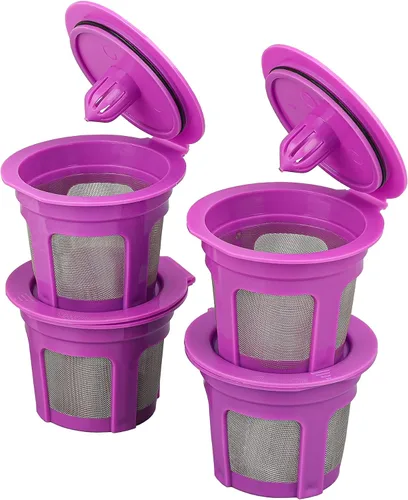 Vista 6 de Paquete de 4 filtros reutilizables K Cup, cápsulas de café universales Kcup para cafeteras Keurig1.0 y 2.0 Negro