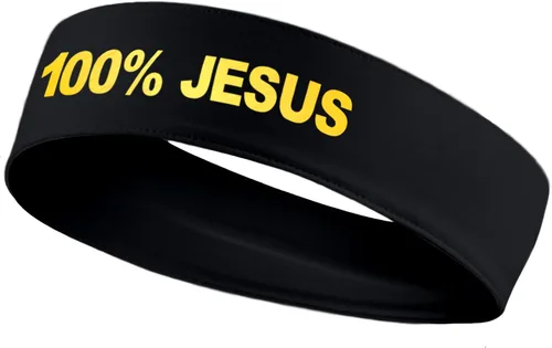 Vista 3 de 100% Jesús Sports Head Stretch Diadema Fútbol Fútbol Fútbol Blanco Negro Atletismo Fitness – Banda para el sudor Diadema Fan Gear Merch Ninja