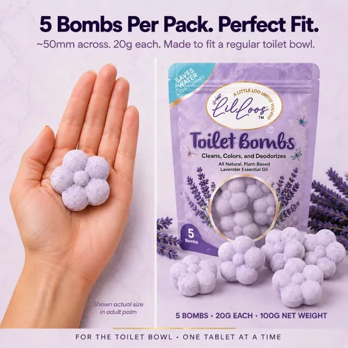 Vista 7 de Bombas de inodoro de aceite esencial natural para inodoros, tabletas limpiadoras de inodoro, aroma a lavanda de larga duración para un baño fresco