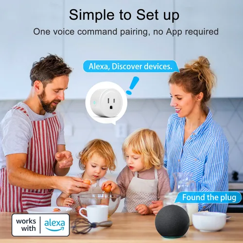 Vista 3 de ExIoTy Enchufe inteligente, funciona solo con Alexa, configuración simple con un comando de voz, control de voz, control remoto, temporizador