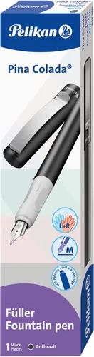 Vista 5 de Pelikan Pina Colada - Pluma estilográfica con cartucho de tinta estándar recargable para usuarios diestros e zurdos, color antracita, 1 unidad