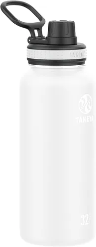 Vista 8 de Takeya Originals - Botella de agua de acero inoxidable con aislamiento al vacío de 18 onzas con tapa de boquilla, negra