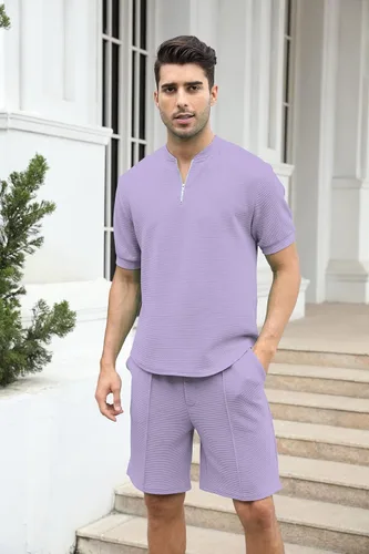 Vista 120 de FZNHQL Conjunto deportivo de moda para hombre, 2 piezas, casual, atlético, para correr, manga corta/larga, conjunto para hombre