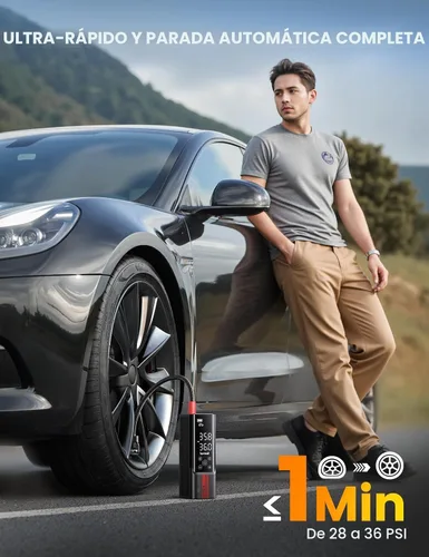 Vista 2 de Lamicall Inflador portátil de neumáticos de automóvil, compresor de aire [150 PSI] [4 veces más rápido], bomba de aire inalámbrica para automóvil