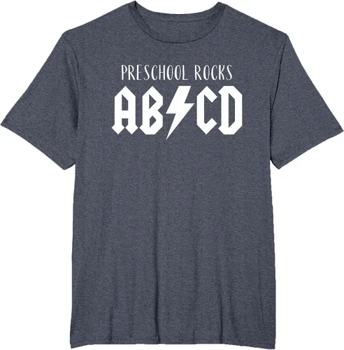 Vista 24 de Preschool Rocks Teacher Back to School ABCD Rock First Day T-Shirt Asphalt Grey