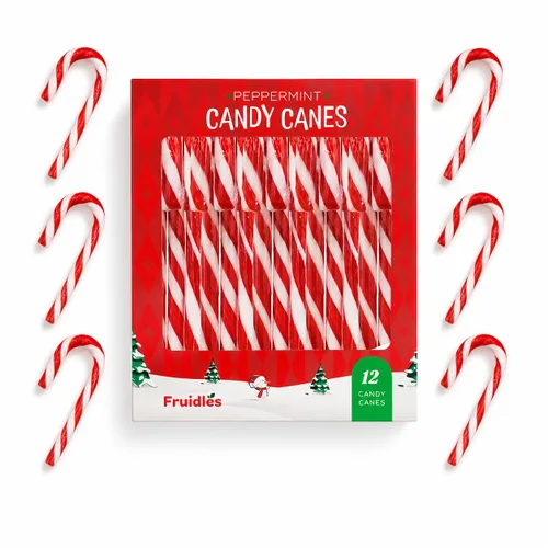 Vista 9 de Fruidles Paquete de 24 chupones de bastones de caramelo navideños, sabor a menta, envueltos individualmente
