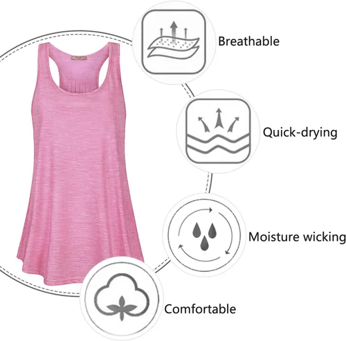 Vista 10 de Cestyle - Camiseta sin mangas para mujer, cuello redondo, corte holgado, para entrenamiento