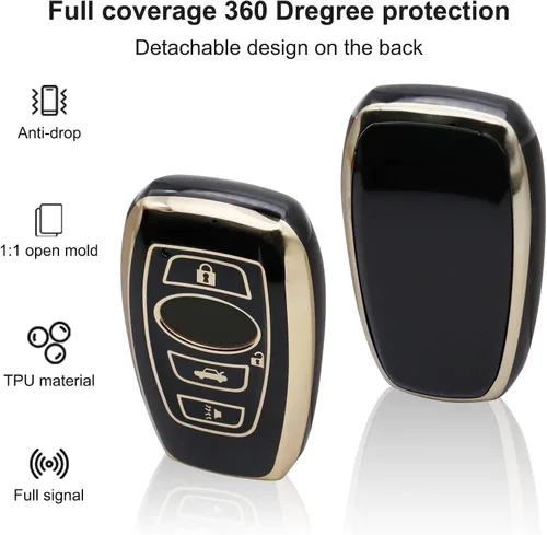 Vista 3 de Funda para llavero Subaru, funda suave de protección completa con llavero, Negro, Mediana