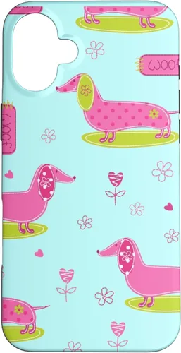 Vista 22 de Funda para iPhone 13 Dachshund Pattern turquoise Flowers Weiner Dog Lover