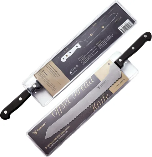 Vista 4 de Cuchillo de pan dentado de 10 pulgadas, hoja de acero inoxidable de alta calidad con borde ondulado, mango de espiga completa, afilado para pan