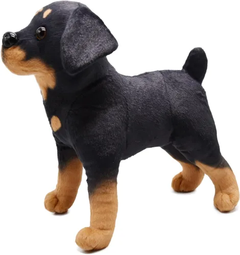 Vista 7 de BABOLI Rottweiler realista animal de peluche extremadamente realista Rottie perro juguete negro cachorro muñeca para niños regalo o colección