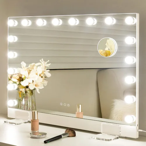 Vista 8 de NicBex Espejo de maquillaje con luces, espejo de maquillaje Hollywood con 15 luces LED regulables, tacto inteligente con ajuste de 3