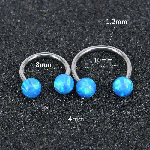 Vista 3 de ZS Piercing circular de acero inoxidable con ópalo de 16 G para nariz piercing de hélice para tabique