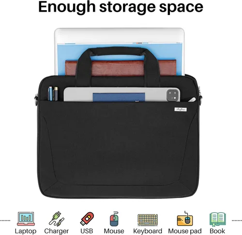 Vista 3 de BAFFINA Bolsa de hombro para laptop de 15.6, 16, 17.3 pulgadas, para hombres y mujeres, funda de transporte impermeable para computadora, bolsa