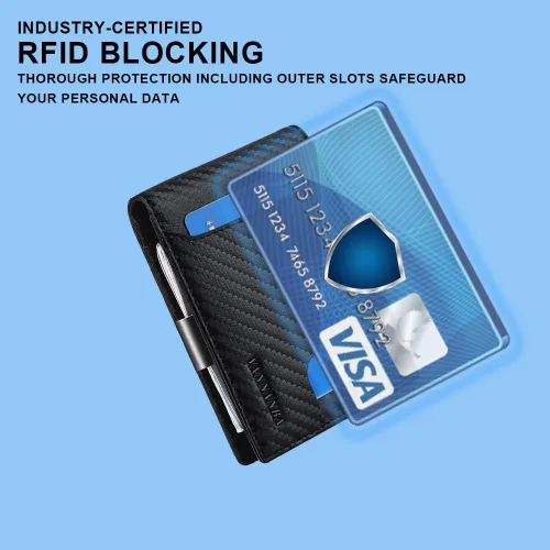 Vista 5 de VANNANBA Cartera delgada de piel con bloqueo RFID para hombre con caja de regalo