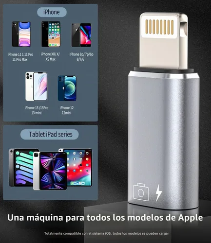 Vista 9 de Adaptador OTG para iPhone (paquete de 2) Dongle de auriculares USB C hembra a Lightning Macho, cargador convertidor de sincronización de datos