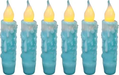 Vista 29 de CVHOMEDECO. Velas de cera real sumergidas a mano con temporizador LED con pilas, velas cónicas sin llama primitivas del país, 4-3/4 pulgadas, negro