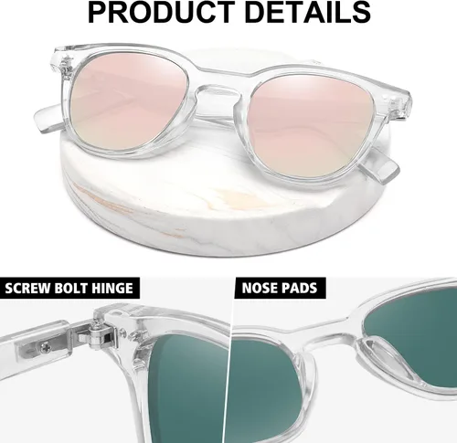 Vista 4 de MEETSUN Lentes de sol polarizados redondos vintage para mujer, clásicos, pequeños, retro, protección UV400