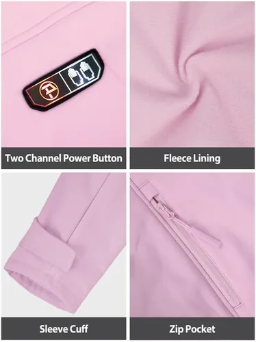 Vista 4 de PTAHDUS Chaqueta térmica para mujer con batería de 7,4 V, con bolsillo calentador de manos