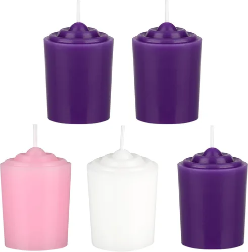 Vista 12 de Mega Candles Juego de 4 velas de adviento de Navidad sin perfume, velas autoajustables con núcleo de color sumergido a mano de 10 pulgadas x 7/8