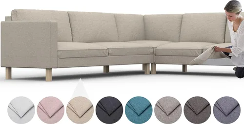 Vista 8 de comfortly Funda para sofá esquinero Karlstad 3+2/2+3, funda de repuesto, funda resistente de 16 piezas, a prueba de mascotas y manchas, tela