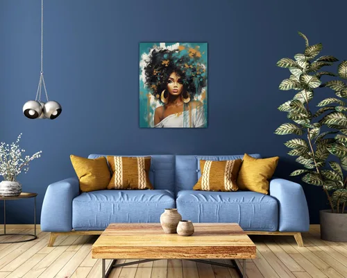Vista 34 de Arte de pared afroamericano, decoración de rey y reina bailarín negro para sala de estar, arte de pareja de amor negro para dormitorio, lienzo