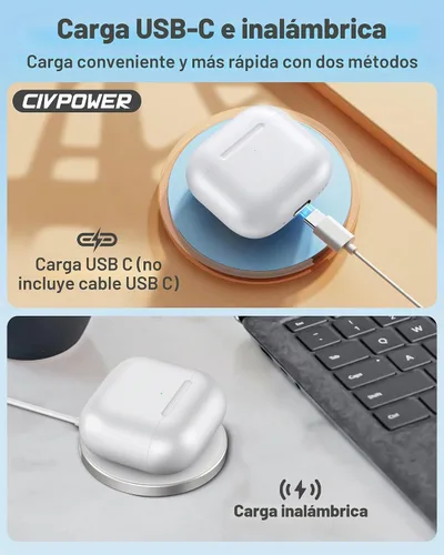 Vista 3 de CIVPOWER - Funda de carga compatible con AirPods 4/5, color blanco