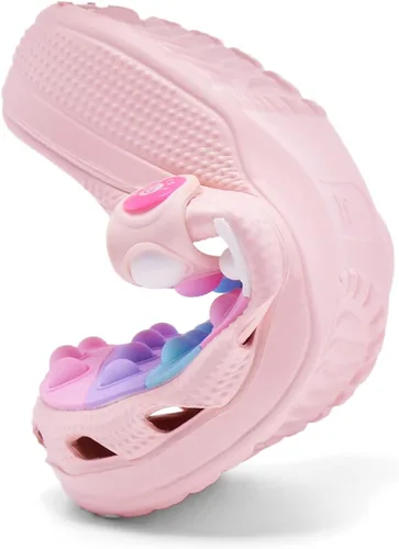 Vista 5 de Zuecos para niños y niñas, zapatos de jardín sin cordones, sandalias ligeras para interiores y exteriores, Rosado-1, 1 Big Kid