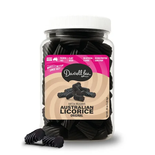 Vista 4 de Darrell Lea Regaliz australiano a granel, sin OMG, sin aceite de palma, sin jarabe de maíz de alta fructosa, caramelo de regaliz suave y masticable