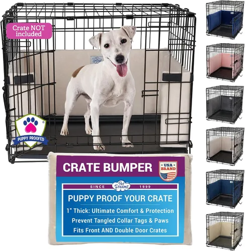 Vista 12 de Pet Dreams Parachoques para jaulas para perros, cómodo forro y protector de cola de perro para jaula interior, se adapta a jaulas iCrate de 18, 24