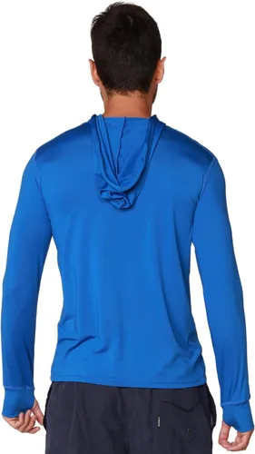 Vista 3 de Performance UPF 50+ - Sudadera con capucha para hombre, manga larga con bolsillos, protección solar y protección solar