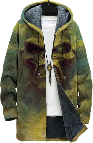 Vista 16 de Mens Hooded Cardigan Japanese Art Zip Up Long Sleeve Sweater Hoodie Dragon Print Coat with Pockets