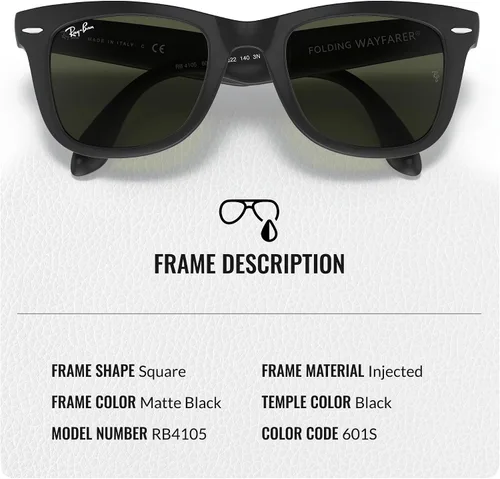 Vista 22 de Ray-Ban RB4105 WAYFARER FOLDING CLASSIC - Gafas de sol de forma cuadrada con kit oficial de gafas