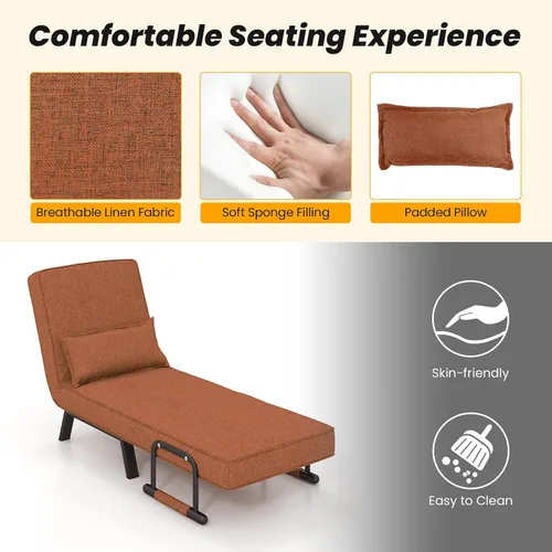 Vista 5 de S AFSTAR Sofá cama convertible 4 en 1, sillón plegable con almohada y respaldo ajustable en 6 posiciones, tumbona acolchada completa para el hogar