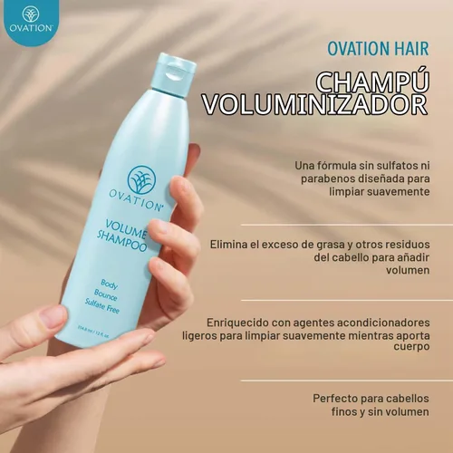 Vista 5 de Ovation Hair Champú Volumen – Para un color duradero – 12 oz – Ayuda a iluminar e hidratar el cabello teñido – Para cabello teñido – Con salvado