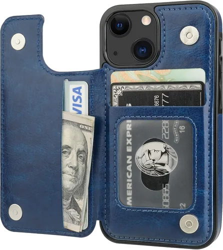 Vista 16 de ONETOP - Funda tipo cartera para iPhone 13 Mini con tarjetero, color negro Kickstand,ID/Cash Holder,Case Wallet with Card Slots,Double Magnetic
