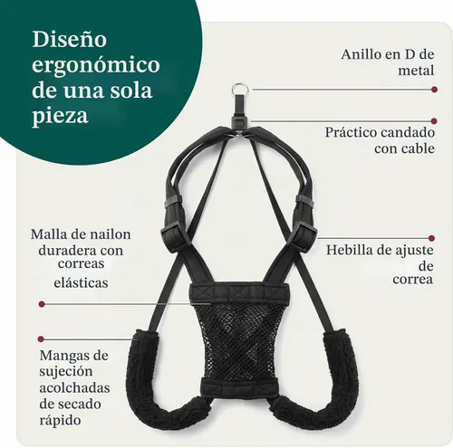 Vista 4 de Sporn Arnés para perro extra pequeño sin tirones, fácil y ajustable para cachorros en crecimiento, ligero, transpirable, nailon duradero, cuerpo