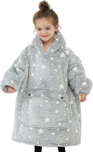 Vista 7 de Manta con Capucha Usable NOUKOW Manta Sherpa de Gran Tamaño Sudadera de Franela con Bolsillo Grande