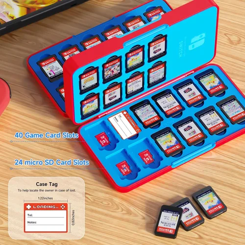 Vista 4 de JINGDU 40-Slot Traceable Switch Game Case Compatible with Nintendo Switch Games, Holds 40 Switch Game Cards and 24 Micro SD Cards, with Hidden