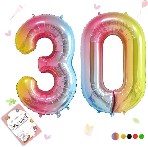Vista 31 de Globos grandes de 40 pulgadas de números del 0 al 9, globos numéricos para decoración de fiesta de cumpleaños, globos de helio de aluminio