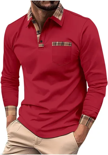 Vista 14 de Mens Long Sleeve Polo Shirts Casual Loose Button Down Shirt Big and Tall Gym Workout Tee Top Lightweight Pullover
