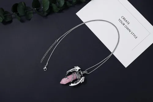 Vista 2 de MAIBAOTA Collar de dragón para hombres y mujeres, collar de cristal, collares geniales para hombre, joyería de dragón, collar de piedras preciosas