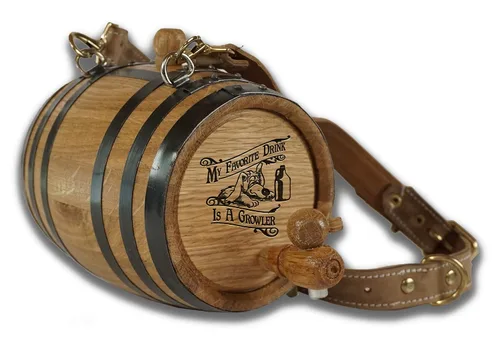 Vista 14 de St Bernard - Collar de barril de whisky para perro, 'M.U.T.T.' - Dispensador de barril de roble de 1/2 litro para perros San Bernardo con correa