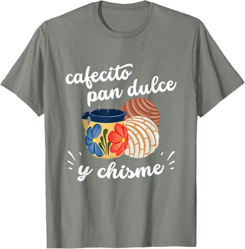 Vista 23 de Camiseta Cafecito Pan Dulce y Chisme Mexican Hispanic Pride Breakfast Negro