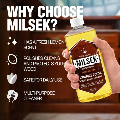 Vista 9 de Milsek Esmalte para muebles, limpiador de muebles de aceite de limón y paño de pulido, 12 onzas líquidas
