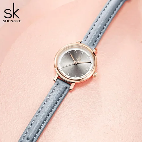 Vista 5 de SHENGKE Reloj de cuero para mujer, reloj de lujo para mujer, resistente al agua, para mujer